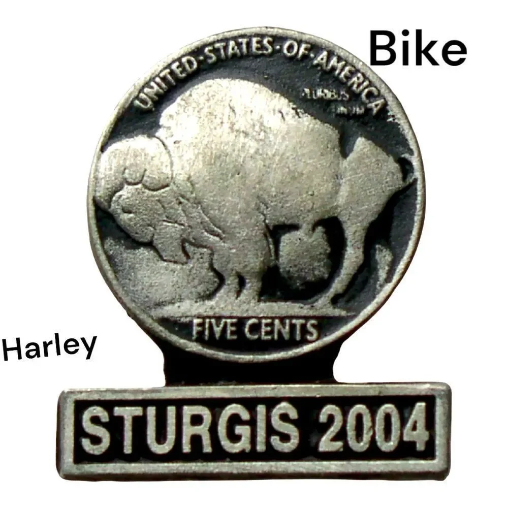 2004 STURGIS SOUTH DAKOTA HARLEY BIKE WEEK HAT VEST JACKET BUFFALO NICKEL PIN
